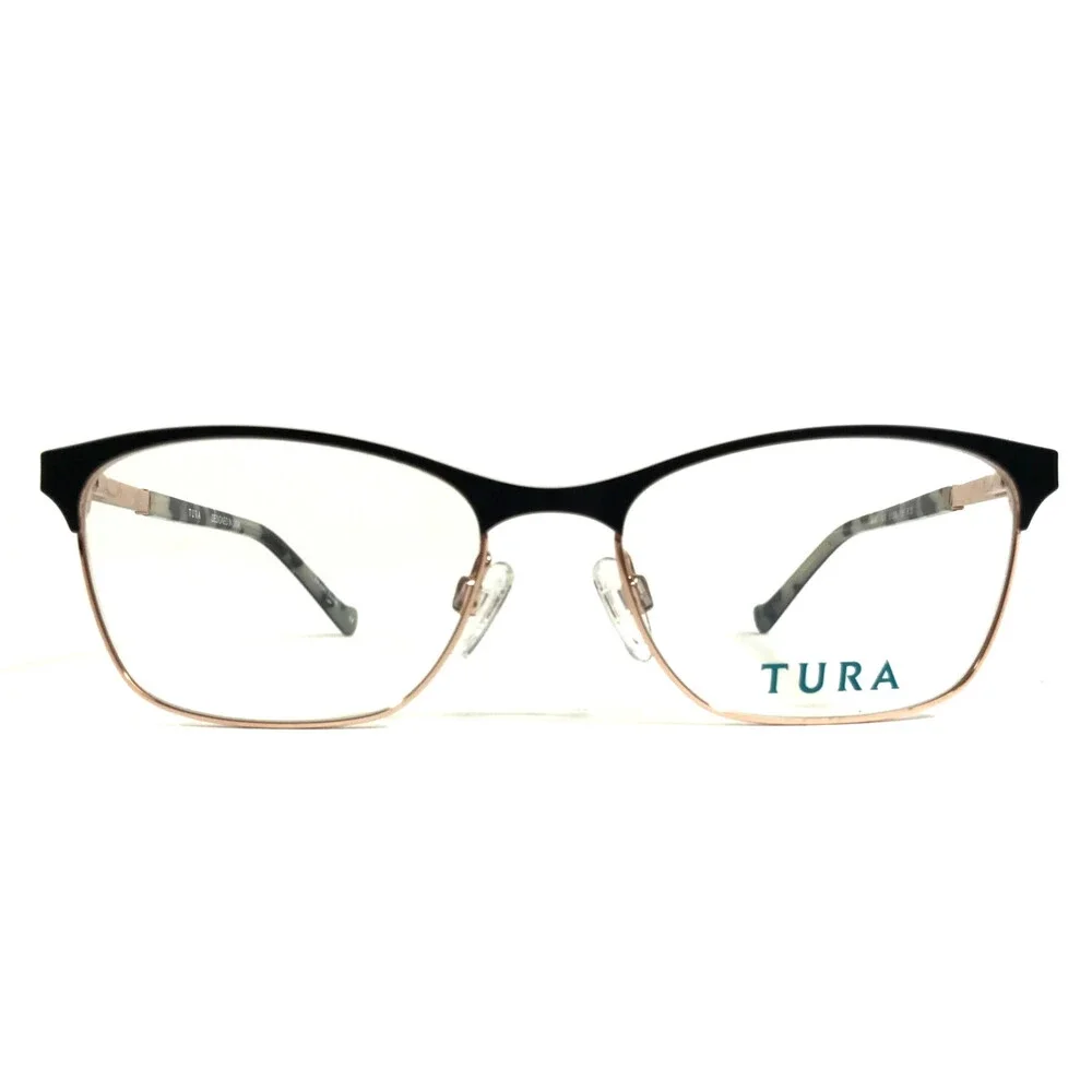 Tura Eyeglasses Frames R580 BLK Black Gold Cat Eye Crystals 51-16-135